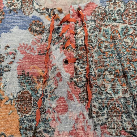 Susan Graver Tunic Top 3/4 Sleeve Boho Abstract Artsy Flowy Peasant Casual 2X - Picture 4 of 7